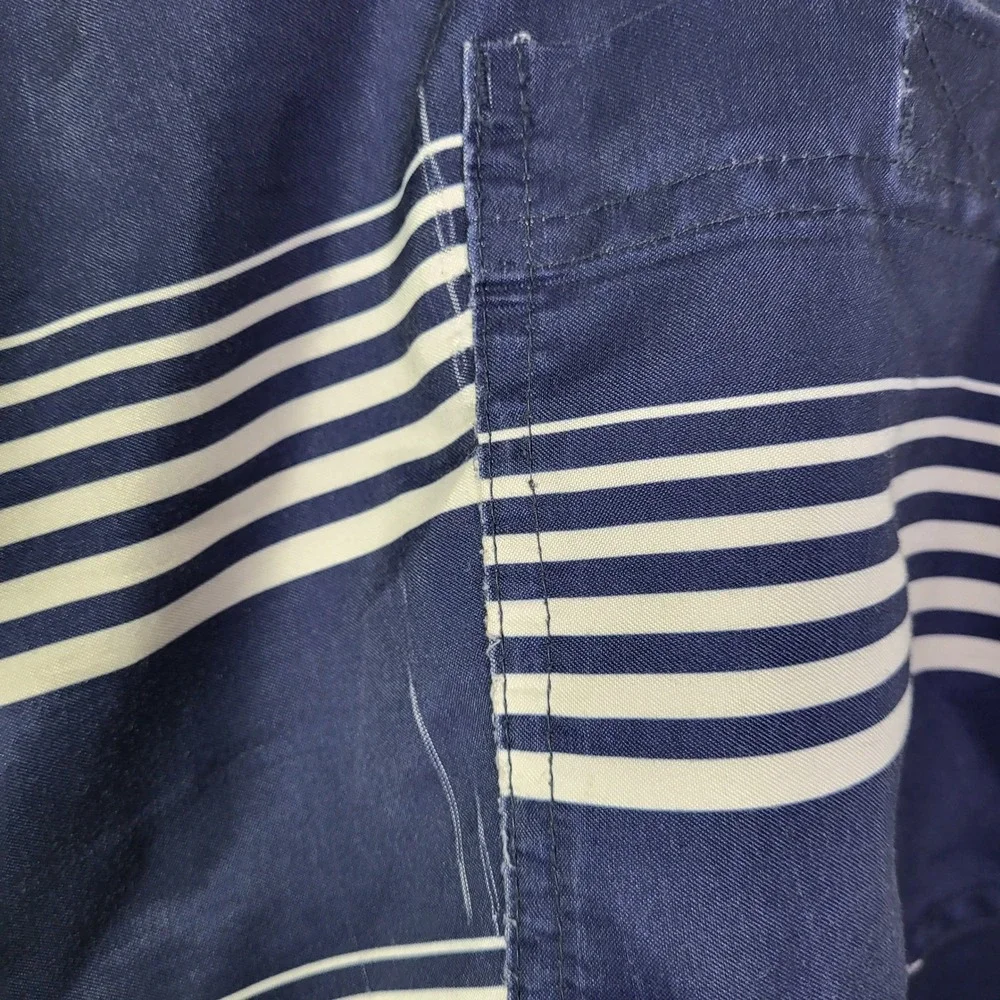 Lands' End Mens 2XL Tall‎ Swim Trunks Navy White Striped Board Shorts 46-48